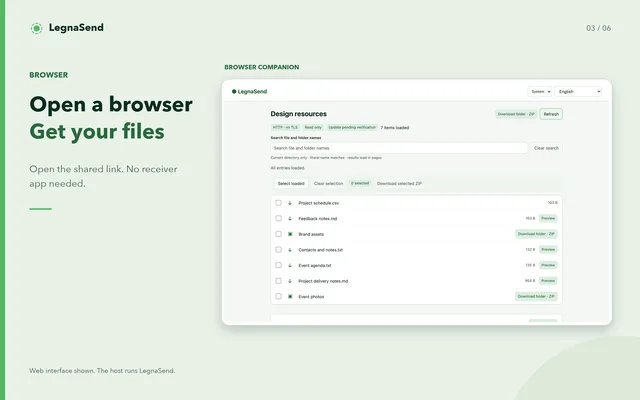 LegnaSend · Just open your browser